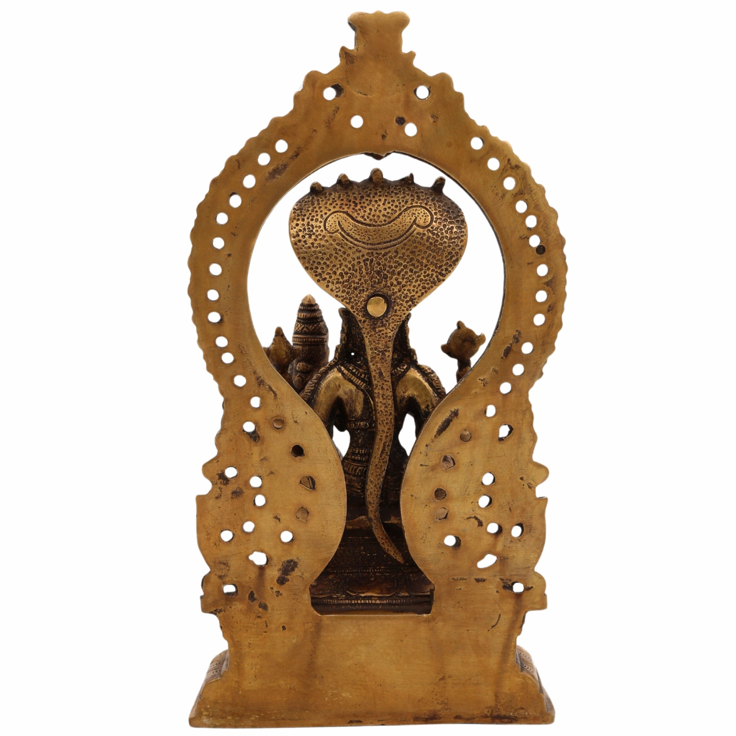 Handcrafted Brass Vishnu Idol, Sriman Narayana, Lakshmi Narayan, Mahavishnu Murti for Pooja Room, Temple & Home Decor, Gold, 10 Inch, 1 Piece