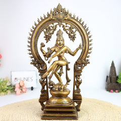Brass Nataraja Idol | Dancing Shiva | Lord Nataraj Murti | Tandava Shiva Statue | Chidambaram Nataraja for Home Temple & Vastu,Gold, 17.5 Inch, 1 Piece