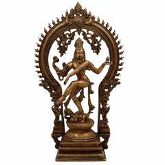 Brass Nataraja Idol | Dancing Shiva | Lord Nataraj Murti | Tandava Shiva Statue | Chidambaram Nataraja for Home Temple & Vastu,Gold, 17.5 Inch, 1 Piece