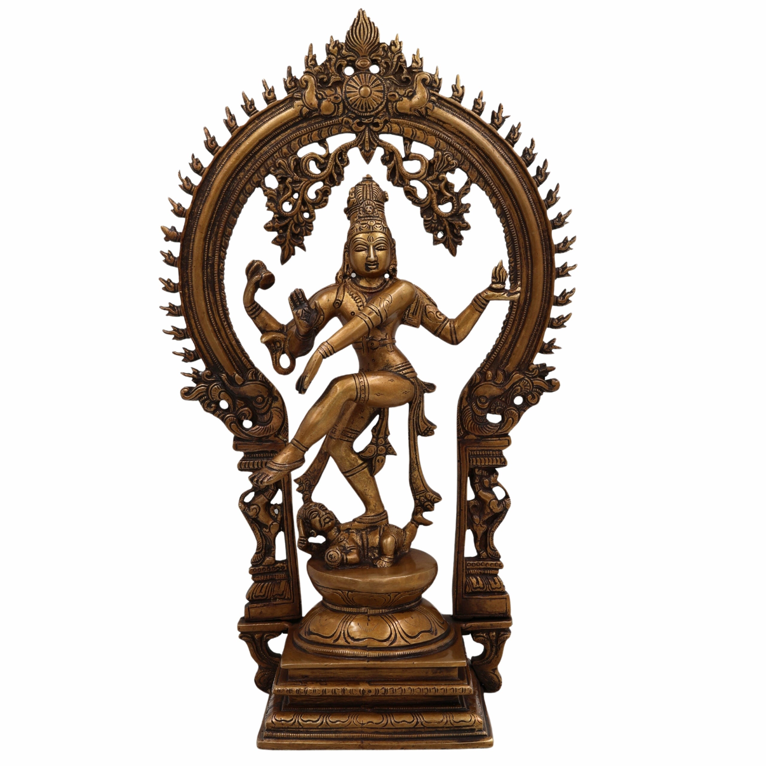 Brass Nataraja Idol | Dancing Shiva | Lord Nataraj Murti | Tandava Shiva Statue | Chidambaram Nataraja for Home Temple & Vastu,Gold, 17.5 Inch, 1 Piece