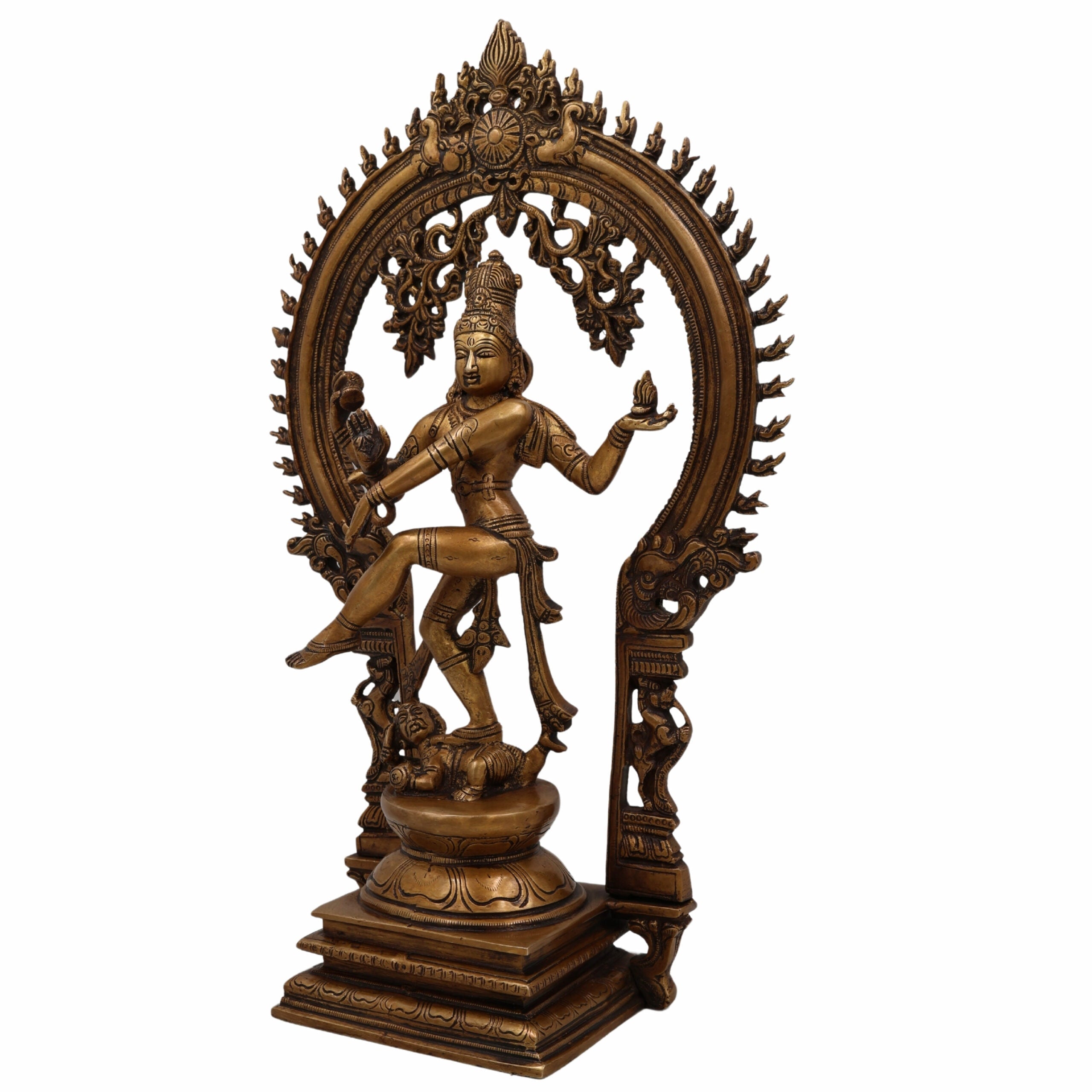 Brass Nataraja Idol | Dancing Shiva | Lord Nataraj Murti | Tandava Shiva Statue | Chidambaram Nataraja for Home Temple & Vastu,Gold, 17.5 Inch, 1 Piece