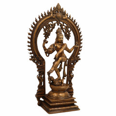 Brass Nataraja Idol | Dancing Shiva | Lord Nataraj Murti | Tandava Shiva Statue | Chidambaram Nataraja for Home Temple & Vastu,Gold, 17.5 Inch, 1 Piece