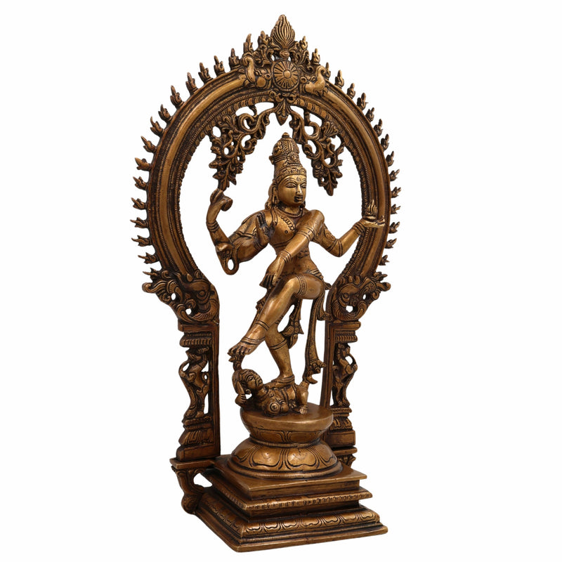 Brass Nataraja Idol | Dancing Shiva | Lord Nataraj Murti | Tandava Shiva Statue | Chidambaram Nataraja for Home Temple & Vastu,Gold, 17.5 Inch, 1 Piece