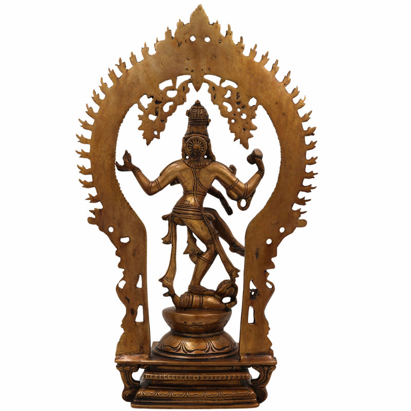 Brass Nataraja Idol | Dancing Shiva | Lord Nataraj Murti | Tandava Shiva Statue | Chidambaram Nataraja for Home Temple & Vastu,Gold, 17.5 Inch, 1 Piece