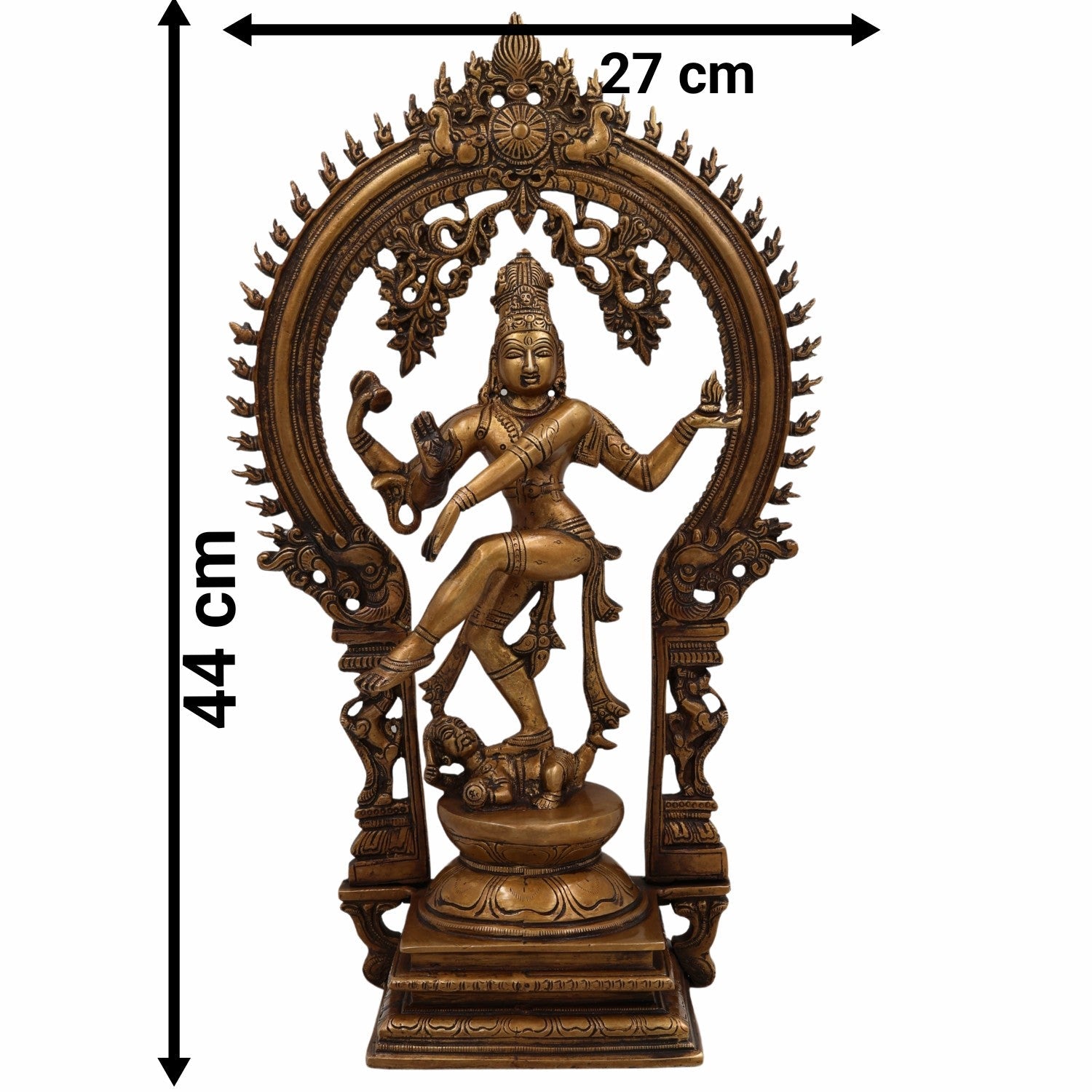 Brass Nataraja Idol | Dancing Shiva | Lord Nataraj Murti | Tandava Shiva Statue | Chidambaram Nataraja for Home Temple & Vastu,Gold, 17.5 Inch, 1 Piece