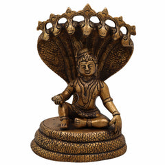 Brass Bal Krishna on Sheshnag Idol | Sheshashayi Gopal | Adishesha Bala Gopal Murti for Home Temple, Puja, Janmashtami & Vastu Decor,Gold, 7 Inch, 1 Piece