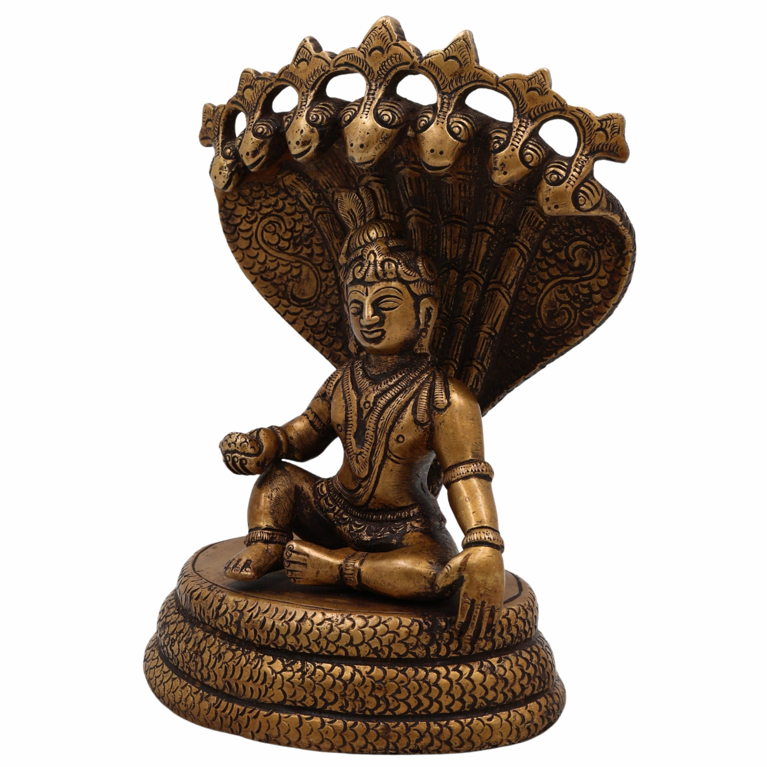 Brass Bal Krishna on Sheshnag Idol | Sheshashayi Gopal | Adishesha Bala Gopal Murti for Home Temple, Puja, Janmashtami & Vastu Decor,Gold, 7 Inch, 1 Piece