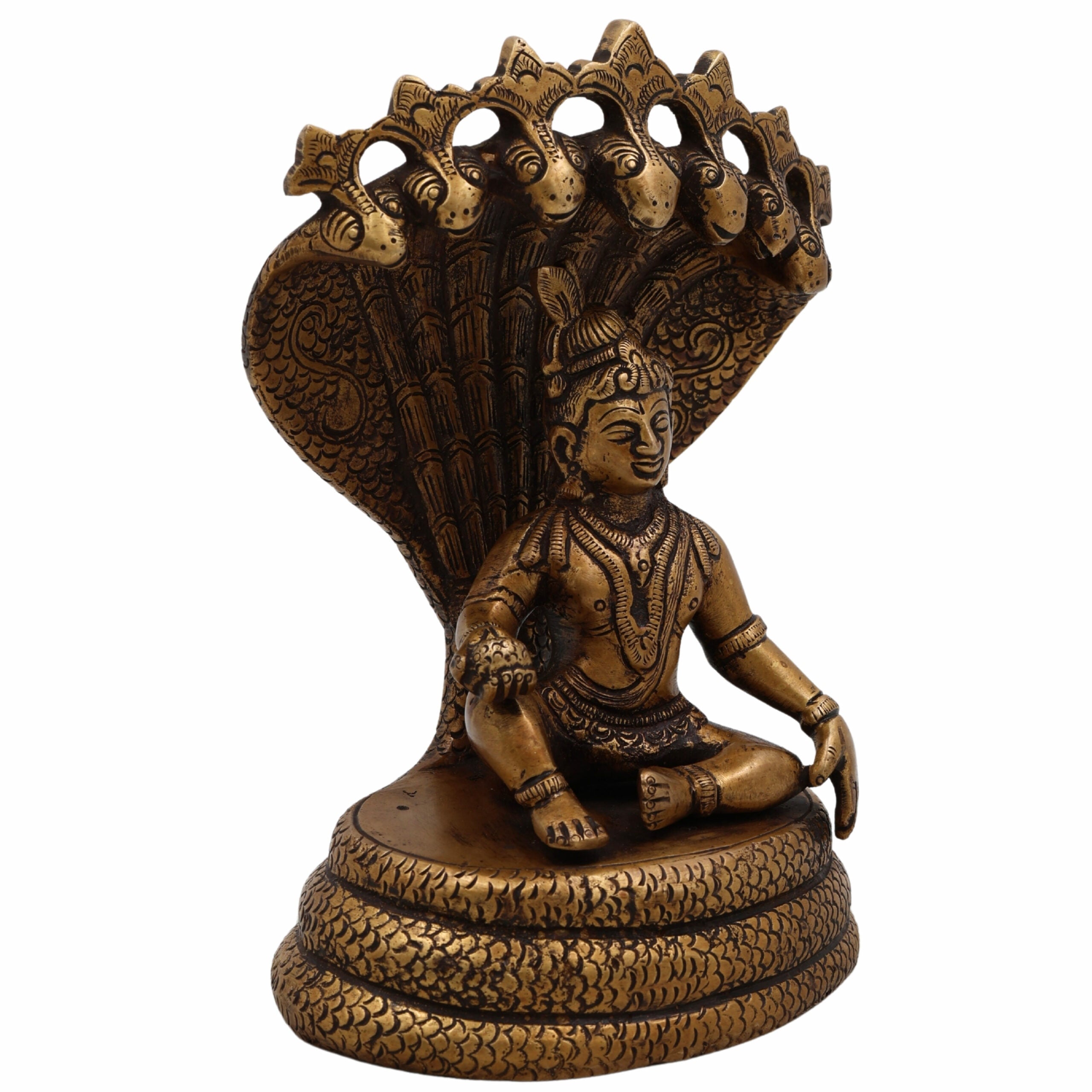 Brass Bal Krishna on Sheshnag Idol | Sheshashayi Gopal | Adishesha Bala Gopal Murti for Home Temple, Puja, Janmashtami & Vastu Decor,Gold, 7 Inch, 1 Piece