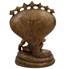 Brass Bal Krishna on Sheshnag Idol | Sheshashayi Gopal | Adishesha Bala Gopal Murti for Home Temple, Puja, Janmashtami & Vastu Decor,Gold, 7 Inch, 1 Piece
