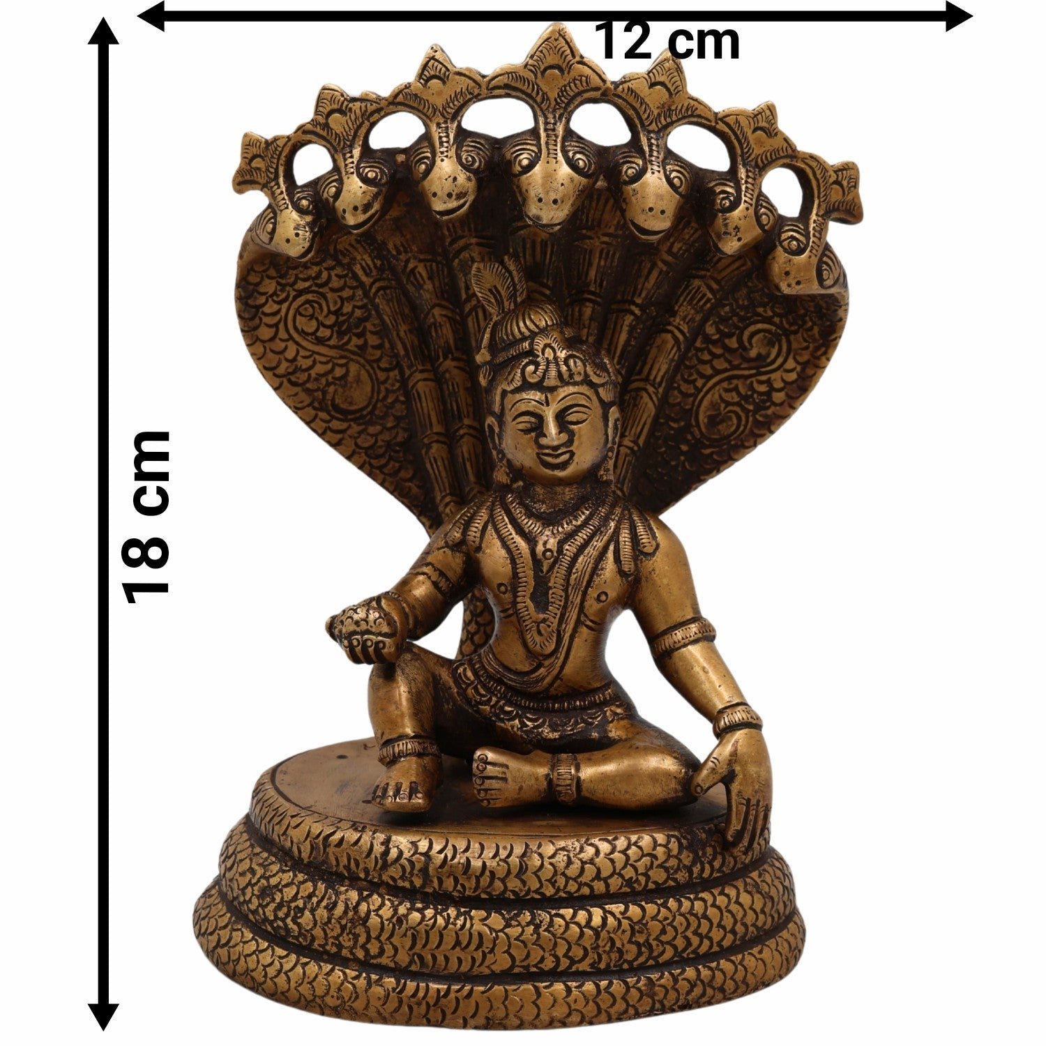 Brass Bal Krishna on Sheshnag Idol | Sheshashayi Gopal | Adishesha Bala Gopal Murti for Home Temple, Puja, Janmashtami & Vastu Decor,Gold, 7 Inch, 1 Piece