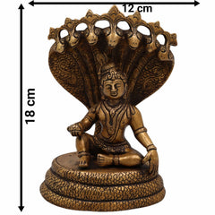Brass Bal Krishna on Sheshnag Idol | Sheshashayi Gopal | Adishesha Bala Gopal Murti for Home Temple, Puja, Janmashtami & Vastu Decor,Gold, 7 Inch, 1 Piece