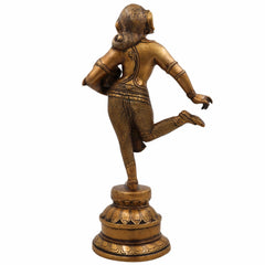 Brass Apsara Matka Lady Idol, Handcrafted Dancing Apsara Sculpture, Antique-Style Peetal/Pittal Figurine for Home, Temple, Pooja, and Decorative Showpiece,Gold, 16.5 Inch, 1 Piece