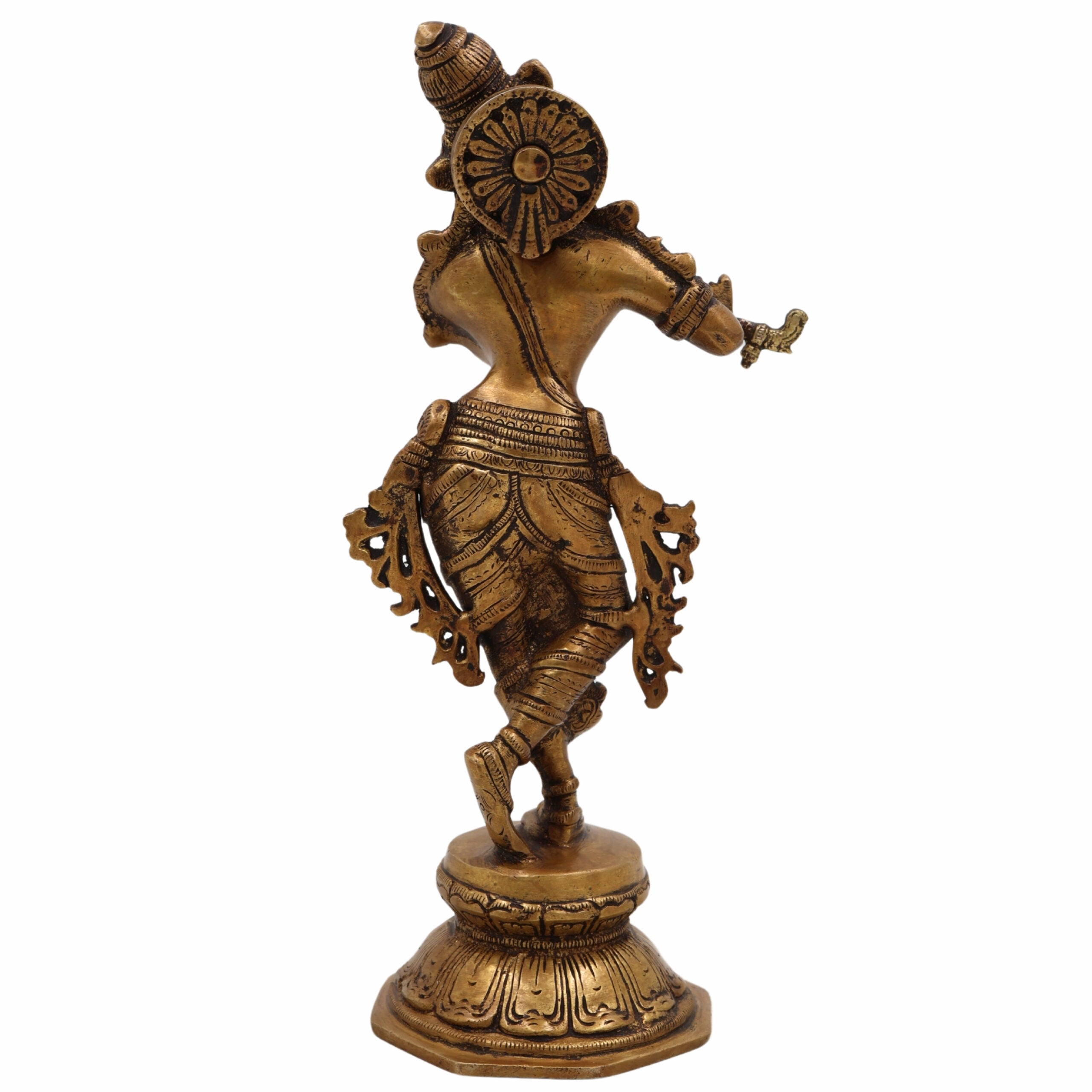 Handcrafted Brass Krishna Idol | Murlidhar, Makhan Chor, Govinda, Venugopal, Kanha, Gopala Statue for Pooja, Home Temple, Vastu & Gift Décor,Gold, 10 Inch, 1 Piece