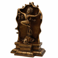 Brass Gajasurasamhara Murti | Gaja Samhara Shiva Idol | Gajasura Samharamoorthy Statue | Antique Finish Pital Moorthi for Home Temple & Puja Decor,Gold, 10.5 Inch, 1 Piece