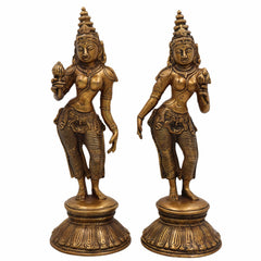 Shridevi Bhudevi Brass Idol – Lakshmi Devi Bhumi Mata Bhoodevi Pital Murti for Pooja, Home Temple & Spiritual Decor,Gold, 10.5 Inch, 1 Piece