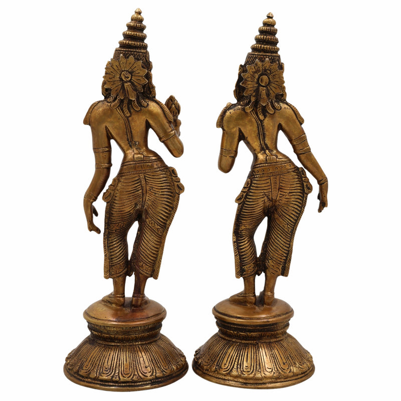 Shridevi Bhudevi Brass Idol – Lakshmi Devi Bhumi Mata Bhoodevi Pital Murti for Pooja, Home Temple & Spiritual Decor,Gold, 10.5 Inch, 1 Piece