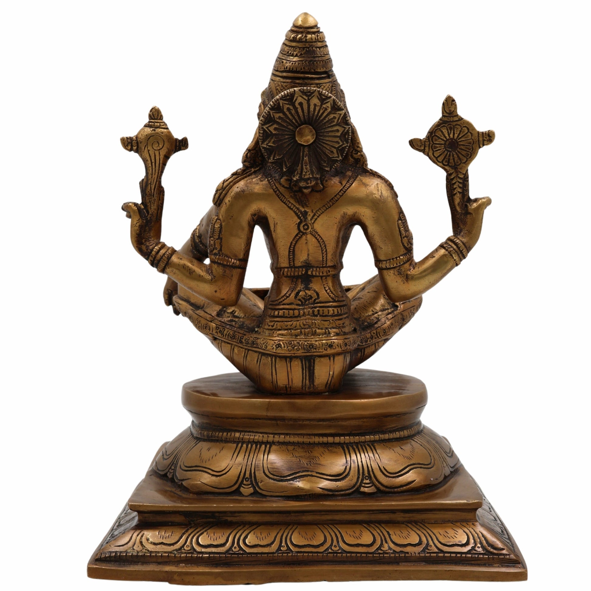 Brass Narasimha Idol, Ugra Narasimha Murti, Lakshmi Narasimha Statue, Handcrafted Peetal Vigraham for Pooja, Home Temple, Spiritual Gifts,Gold, 11 Inch, 1 Piece
