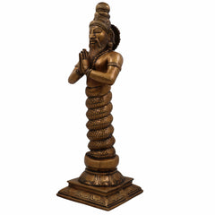 Brass Maharishi Patanjali Idol | Sage Patanjali Rishi Statue with Serpent Hood | Yoga Guru Patanjali Murti for Home Temple, Meditation & Pooja Decor,Gold, 17.5 Inch, 1 Piece