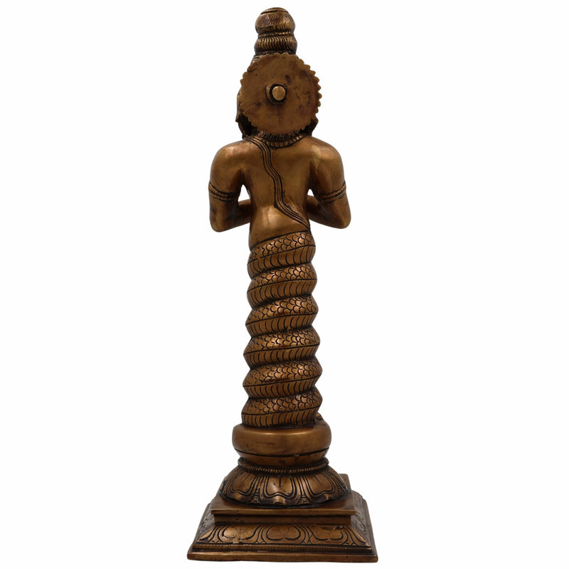 Brass Maharishi Patanjali Idol | Sage Patanjali Rishi Statue with Serpent Hood | Yoga Guru Patanjali Murti for Home Temple, Meditation & Pooja Decor,Gold, 17.5 Inch, 1 Piece