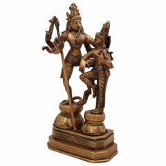Brass Shiv Parvati Idol | Uma Maheshwara Ardhanarishvara Gauri Shankar Murti | Handcrafted Hindu Shiva Shakti Statue for Home Temple, Puja & Decor,Gold, 12.5 Inch, 1 Piece