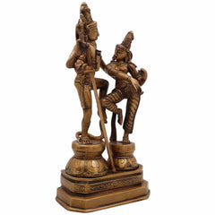 Brass Shiv Parvati Idol | Uma Maheshwara Ardhanarishvara Gauri Shankar Murti | Handcrafted Hindu Shiva Shakti Statue for Home Temple, Puja & Decor,Gold, 12.5 Inch, 1 Piece