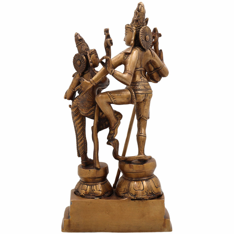 Brass Shiv Parvati Idol | Uma Maheshwara Ardhanarishvara Gauri Shankar Murti | Handcrafted Hindu Shiva Shakti Statue for Home Temple, Puja & Decor,Gold, 12.5 Inch, 1 Piece