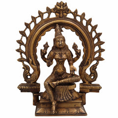 Brass Lakshmi Idol for Home Pooja – Handcrafted Mahalakshmi Murti | Gaja Lakshmi | Shri Devi | Kamala | Ashta Lakshmi Statue for Wealth & Vastu Blessings,Gold, 10 Inch, 1 Piece