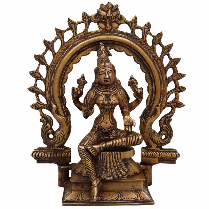 Brass Lakshmi Idol for Home Pooja – Handcrafted Mahalakshmi Murti | Gaja Lakshmi | Shri Devi | Kamala | Ashta Lakshmi Statue for Wealth & Vastu Blessings,Gold, 10 Inch, 1 Piece