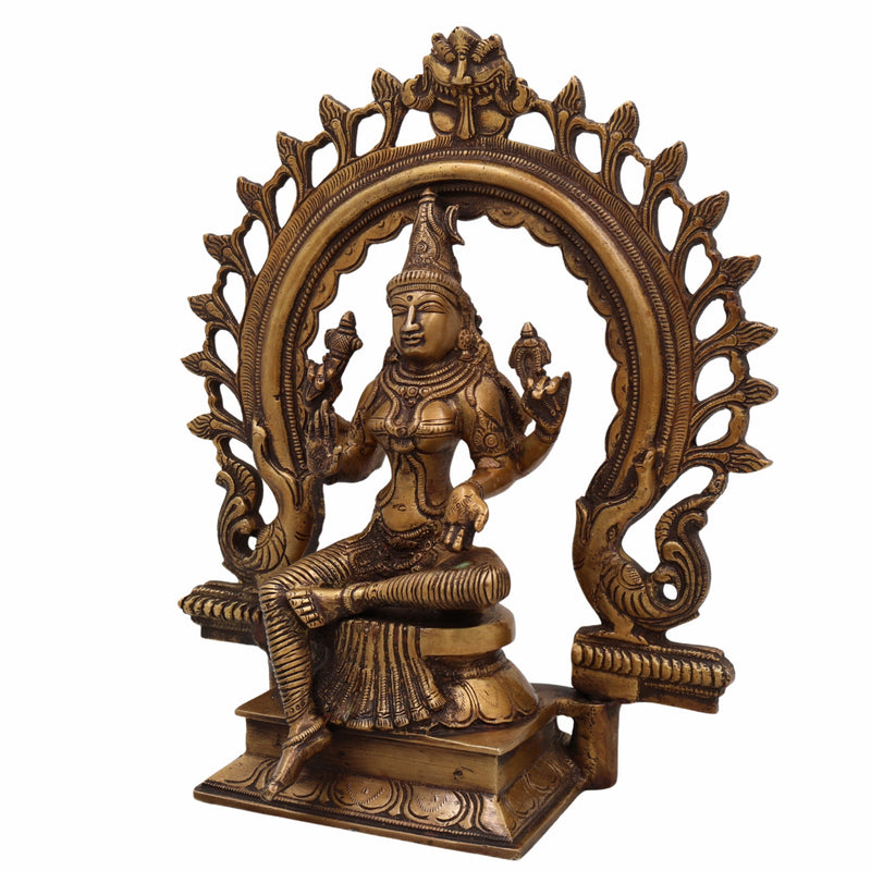 Brass Lakshmi Idol for Home Pooja – Handcrafted Mahalakshmi Murti | Gaja Lakshmi | Shri Devi | Kamala | Ashta Lakshmi Statue for Wealth & Vastu Blessings,Gold, 10 Inch, 1 Piece