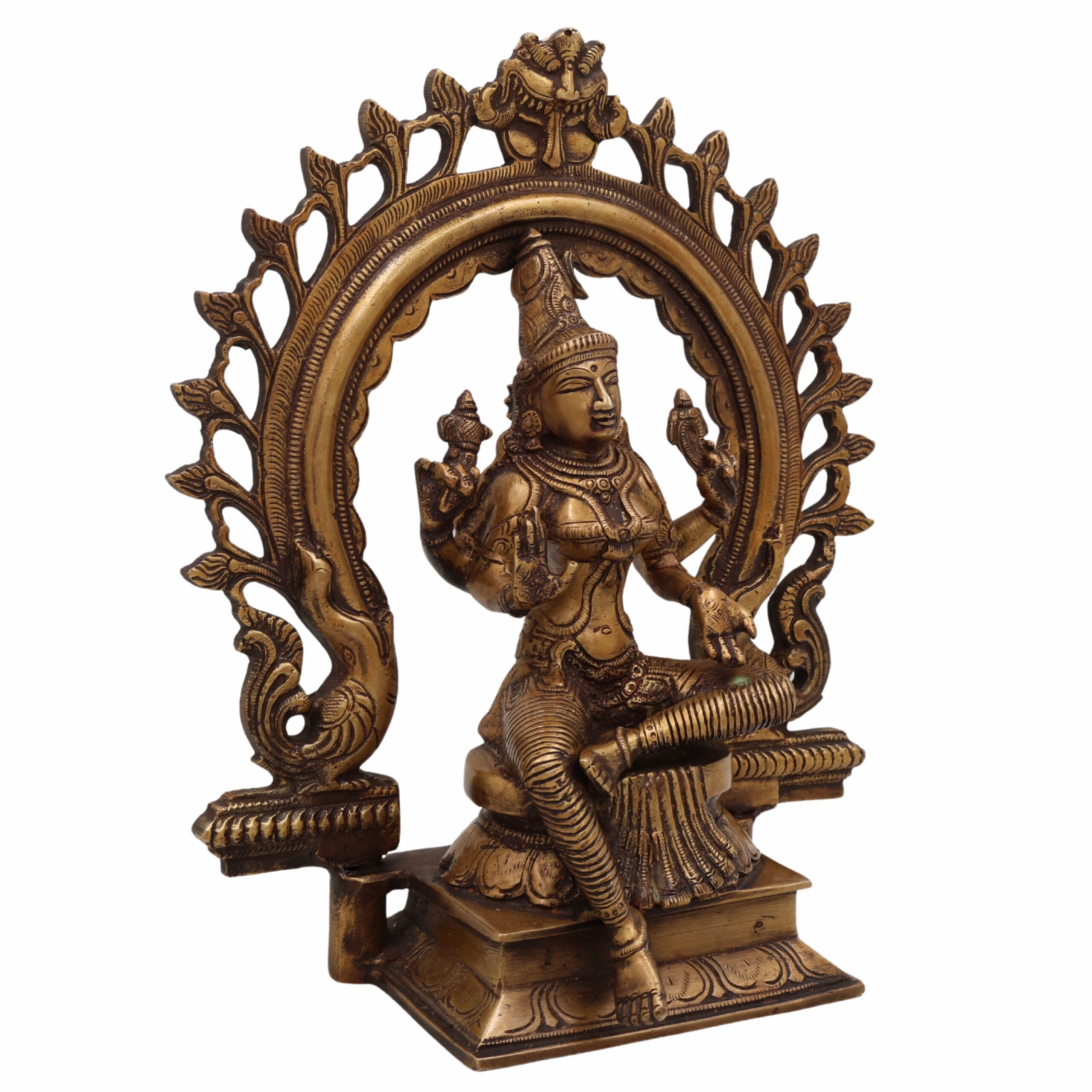 Brass Lakshmi Idol for Home Pooja – Handcrafted Mahalakshmi Murti | Gaja Lakshmi | Shri Devi | Kamala | Ashta Lakshmi Statue for Wealth & Vastu Blessings,Gold, 10 Inch, 1 Piece