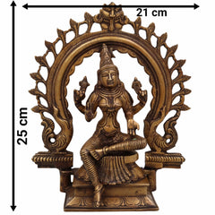 Brass Lakshmi Idol for Home Pooja – Handcrafted Mahalakshmi Murti | Gaja Lakshmi | Shri Devi | Kamala | Ashta Lakshmi Statue for Wealth & Vastu Blessings,Gold, 10 Inch, 1 Piece