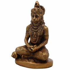 Brass Hanuman Idol for Pooja – Anjaneya, Bajrangbali, Veer Hanuman, Pavanputra, Ram Bhakt Murti for Home Temple & Decor,Gold, 5 Inch, 1 Piece
