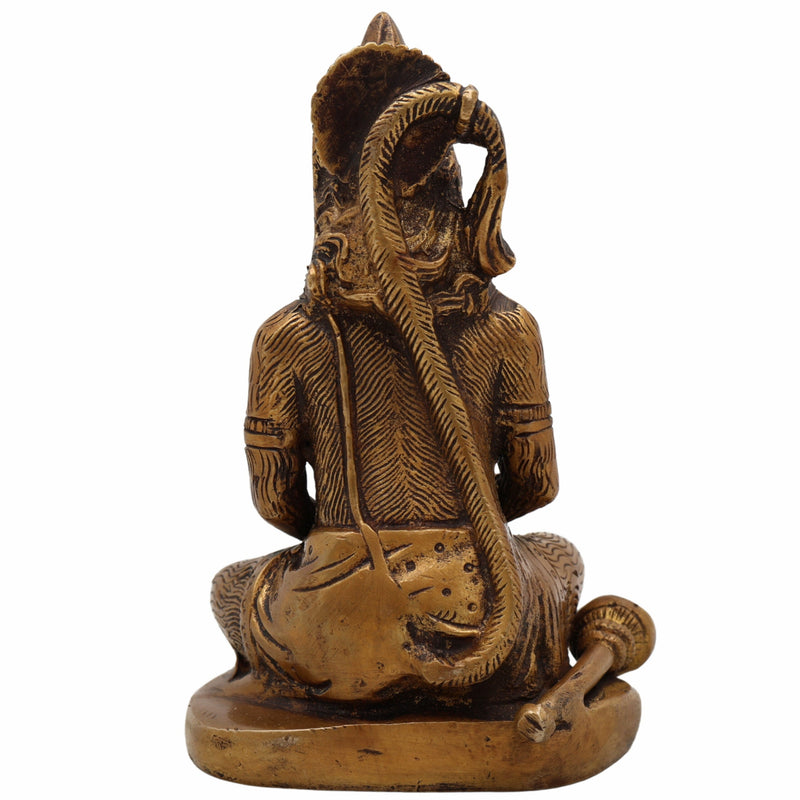 Brass Hanuman Idol for Pooja – Anjaneya, Bajrangbali, Veer Hanuman, Pavanputra, Ram Bhakt Murti for Home Temple & Decor,Gold, 5 Inch, 1 Piece