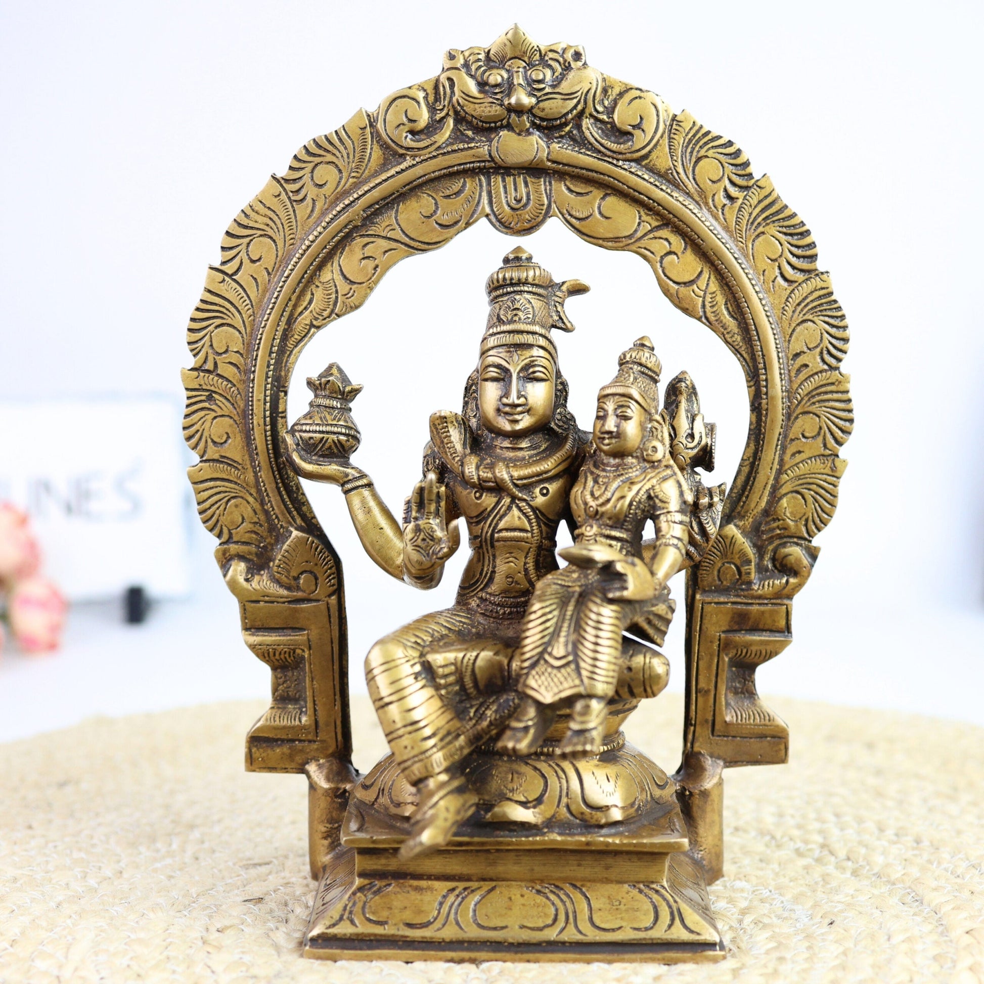 Brass Swarnakarshana Bhairava Shiva Parvati Idol – Panchaloha Swarna Bhairav Murti for Wealth, Power & Harmony, Gold, 10 Inch, 1 Piece