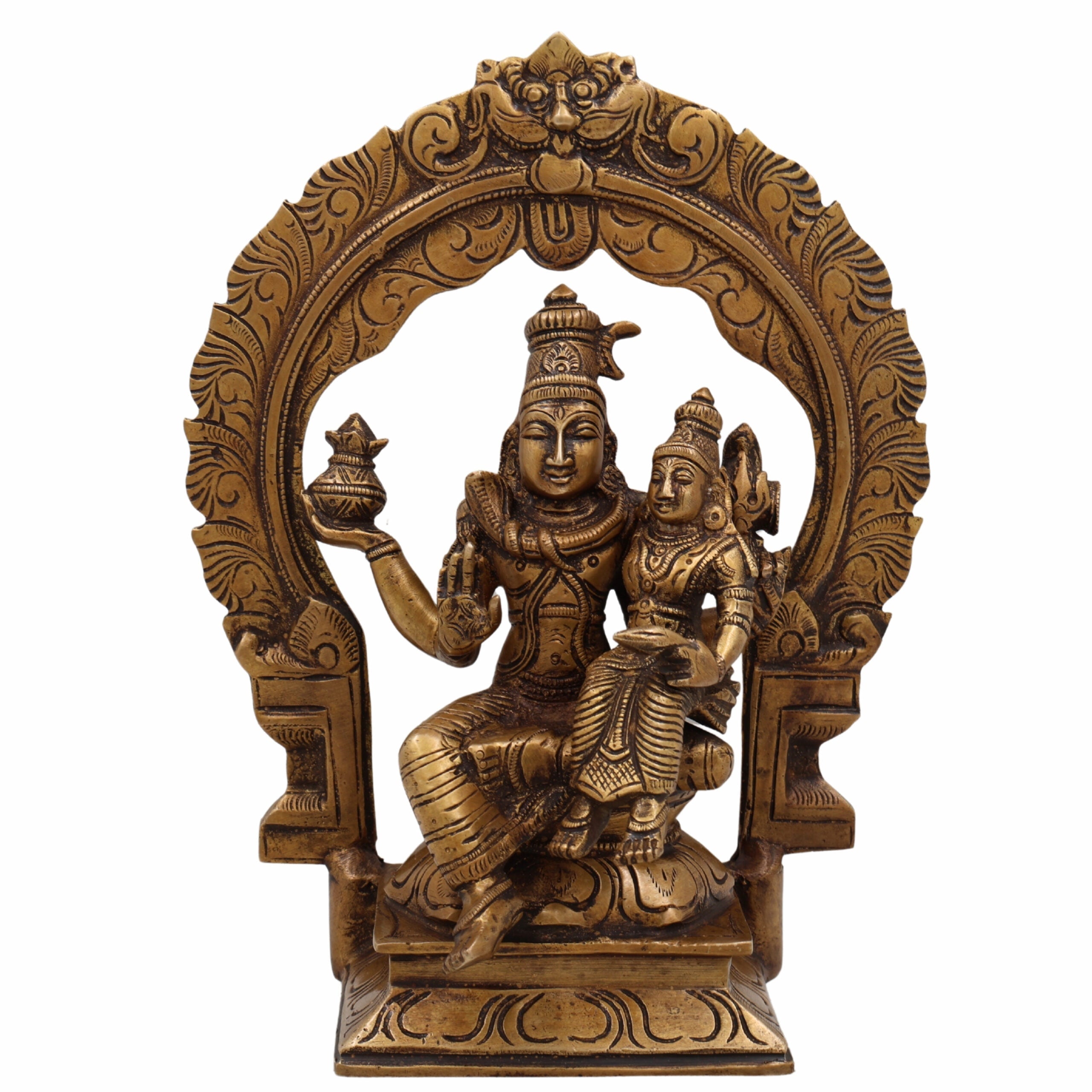 Brass Swarnakarshana Bhairava Shiva Parvati Idol – Panchaloha Swarna Bhairav Murti for Wealth, Power & Harmony, Gold, 10 Inch, 1 Piece