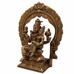 Brass Swarnakarshana Bhairava Shiva Parvati Idol – Panchaloha Swarna Bhairav Murti for Wealth, Power & Harmony, Gold, 10 Inch, 1 Piece