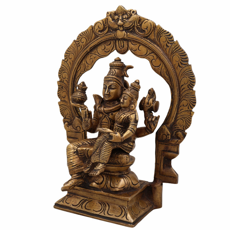 Brass Swarnakarshana Bhairava Shiva Parvati Idol – Panchaloha Swarna Bhairav Murti for Wealth, Power & Harmony, Gold, 10 Inch, 1 Piece