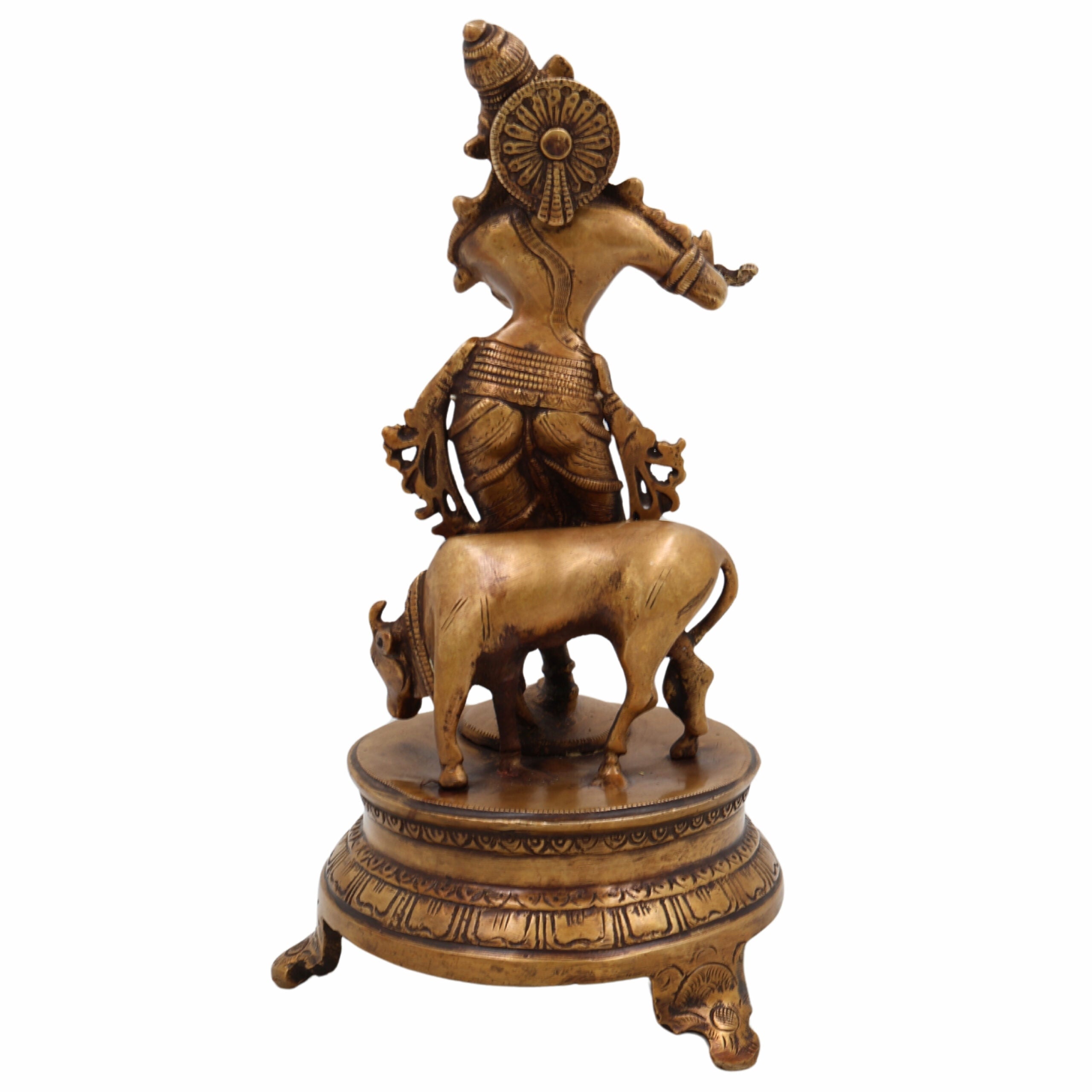 Brass Krishna Idol for Home Temple – Shree Krishna | Murlidhar | Gopala | Govind | Kanha | Flute-Playing Bhagwan Krishna Murti for Pooja, Decor & Gifts,Gold, 12 Inch, 1 Piece