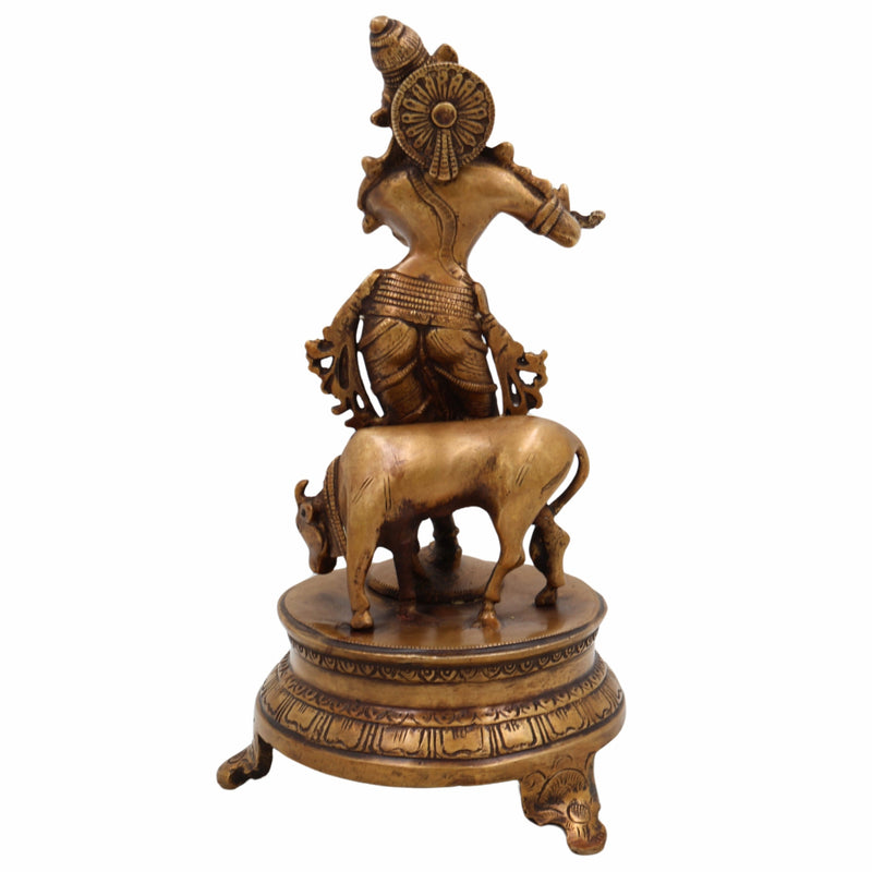 Brass Krishna Idol for Home Temple – Shree Krishna | Murlidhar | Gopala | Govind | Kanha | Flute-Playing Bhagwan Krishna Murti for Pooja, Decor & Gifts,Gold, 12 Inch, 1 Piece