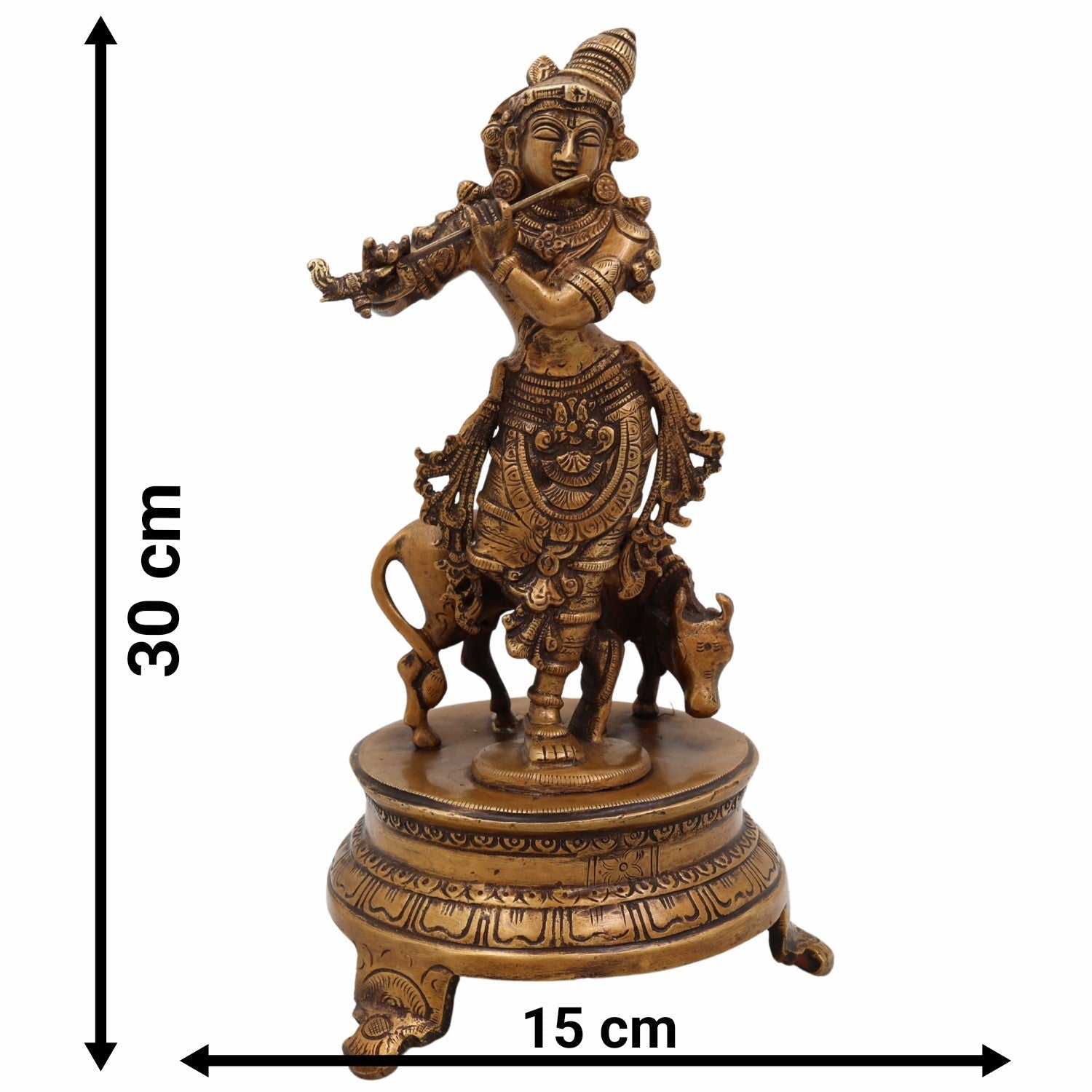 Brass Krishna Idol for Home Temple – Shree Krishna | Murlidhar | Gopala | Govind | Kanha | Flute-Playing Bhagwan Krishna Murti for Pooja, Decor & Gifts,Gold, 12 Inch, 1 Piece