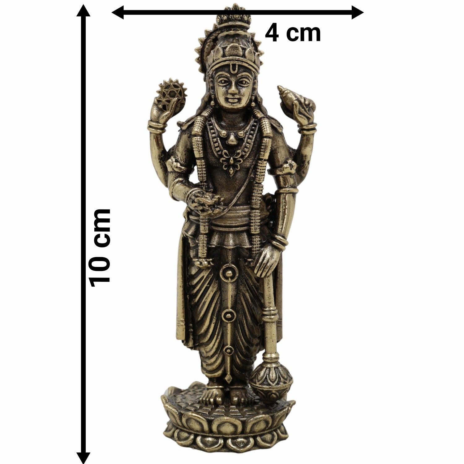 Vishnu Idol – Narayana Murti, Hari Vigraham, Madhava Pratima, Govinda Krishna Moorti, Achyuta Mukunda Statue for Home, Temple, Pooja Room, Meditation,Gold, 4 Inch, 1 Piece