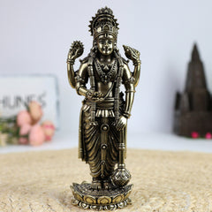 Brass Handcrafted Vishnu Idol, Narayana Murti, Govinda Statue, Krishna Vigraha, Achyuta Moorti, Madhava Idol for Pooja, Home Temple, Spiritual Deco,Gold, 5 Inch, 1 Piece
