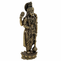 Brass Handcrafted Vishnu Idol, Narayana Murti, Govinda Statue, Krishna Vigraha, Achyuta Moorti, Madhava Idol for Pooja, Home Temple, Spiritual Deco,Gold, 5 Inch, 1 Piece
