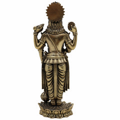 Brass Handcrafted Vishnu Idol, Narayana Murti, Govinda Statue, Krishna Vigraha, Achyuta Moorti, Madhava Idol for Pooja, Home Temple, Spiritual Deco,Gold, 5 Inch, 1 Piece