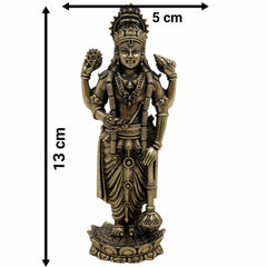 Brass Handcrafted Vishnu Idol, Narayana Murti, Govinda Statue, Krishna Vigraha, Achyuta Moorti, Madhava Idol for Pooja, Home Temple, Spiritual Deco,Gold, 5 Inch, 1 Piece