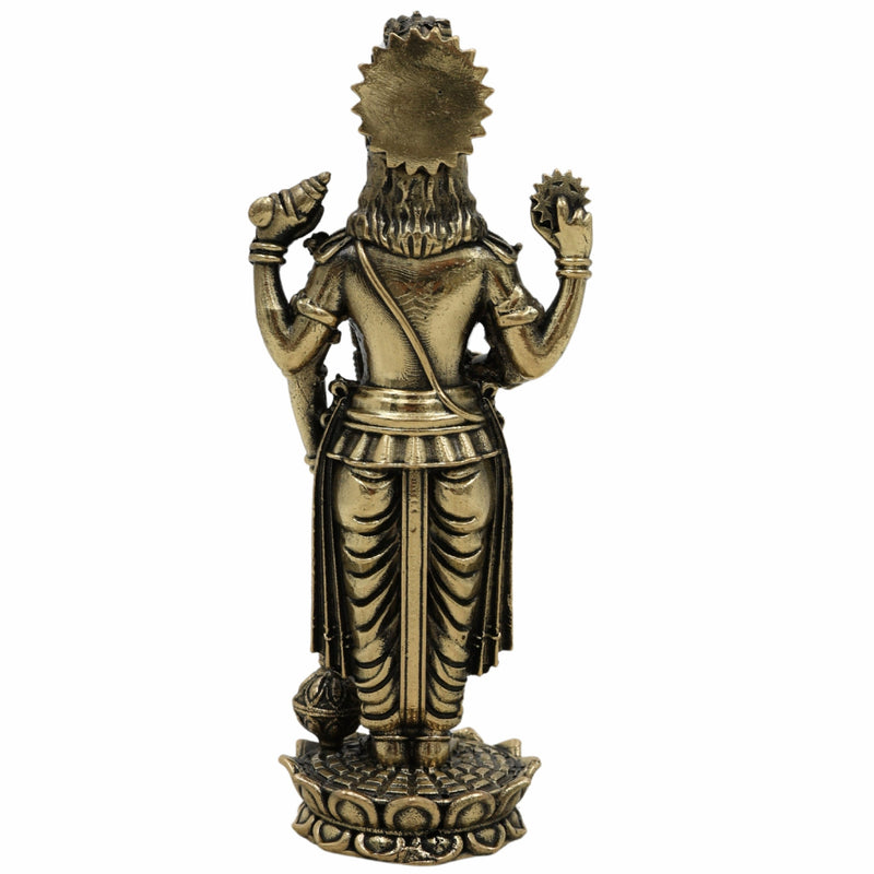 Brass Vishnu Idol – Narayana, Balaji, Venkateswara, Srinivasa, Govinda Murti for Home Temple, Pooja Room & Spiritual Decor,Gold, 6.5 Inch, 1 Piece