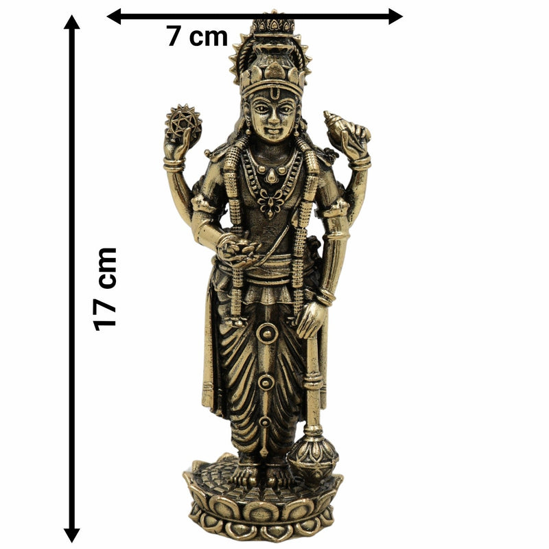 Brass Vishnu Idol – Narayana, Balaji, Venkateswara, Srinivasa, Govinda Murti for Home Temple, Pooja Room & Spiritual Decor,Gold, 6.5 Inch, 1 Piece