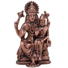 Copper Sri Lakshmi Narasimha Idol, Lakshmi Sameta Narasimha Swamy Tamraloha Murti for Home Puja & Mandir Worship, Brown, 2.5 Inch, 1 Piece