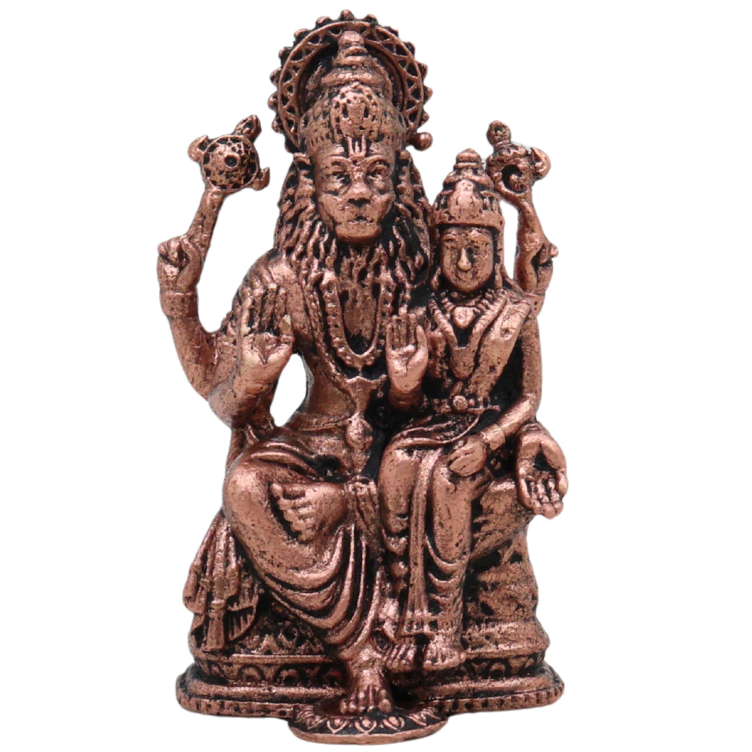 Copper Sri Lakshmi Narasimha Idol, Lakshmi Sameta Narasimha Swamy Tamraloha Murti for Home Puja & Mandir Worship, Brown, 2.5 Inch, 1 Piece