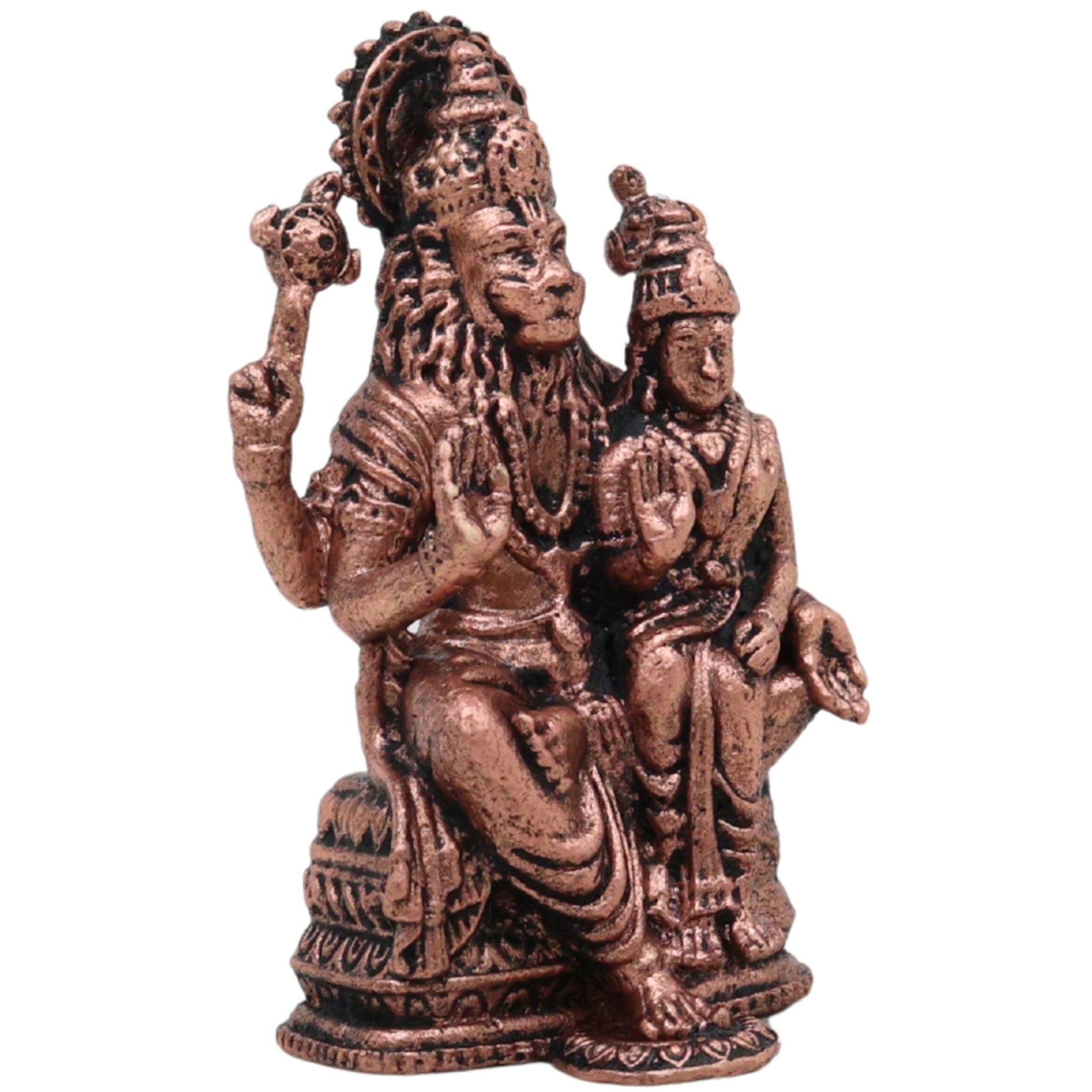 Copper Sri Lakshmi Narasimha Idol, Lakshmi Sameta Narasimha Swamy Tamraloha Murti for Home Puja & Mandir Worship, Brown, 2.5 Inch, 1 Piece